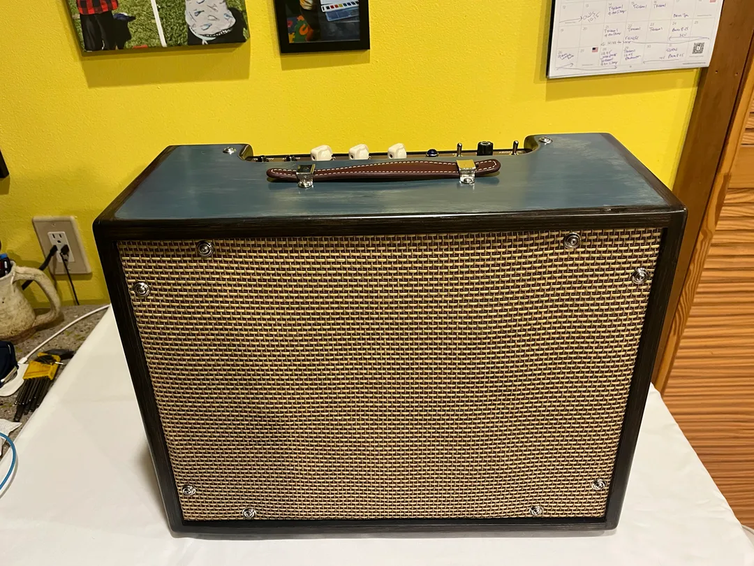 Fender 5E3 Tweed Deluxe with Guilders wax slate finish with black trim... this amp is for sale... contact me at pugtown.atx@gmail.com if you have interest