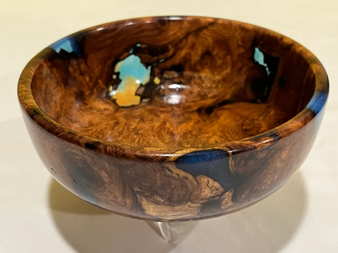 Mesquite Root Burl with blue acrylic