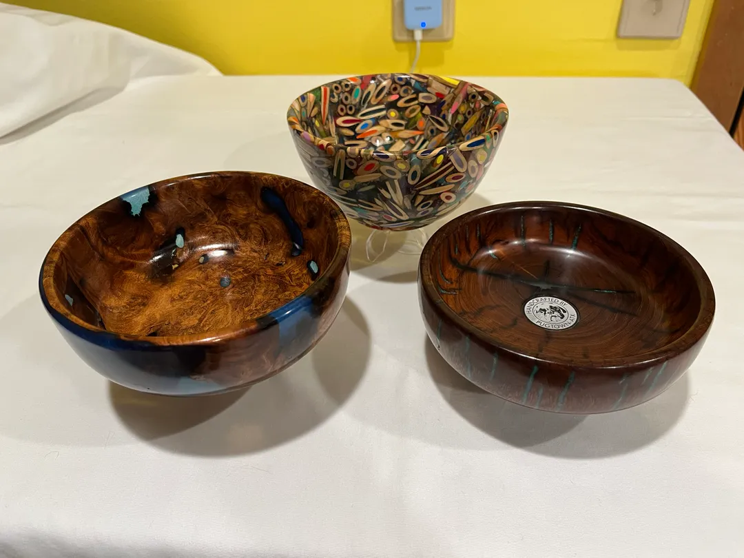 Mesquite Root Burl, Corored Pencil, Desert Ironwood. (L to R)