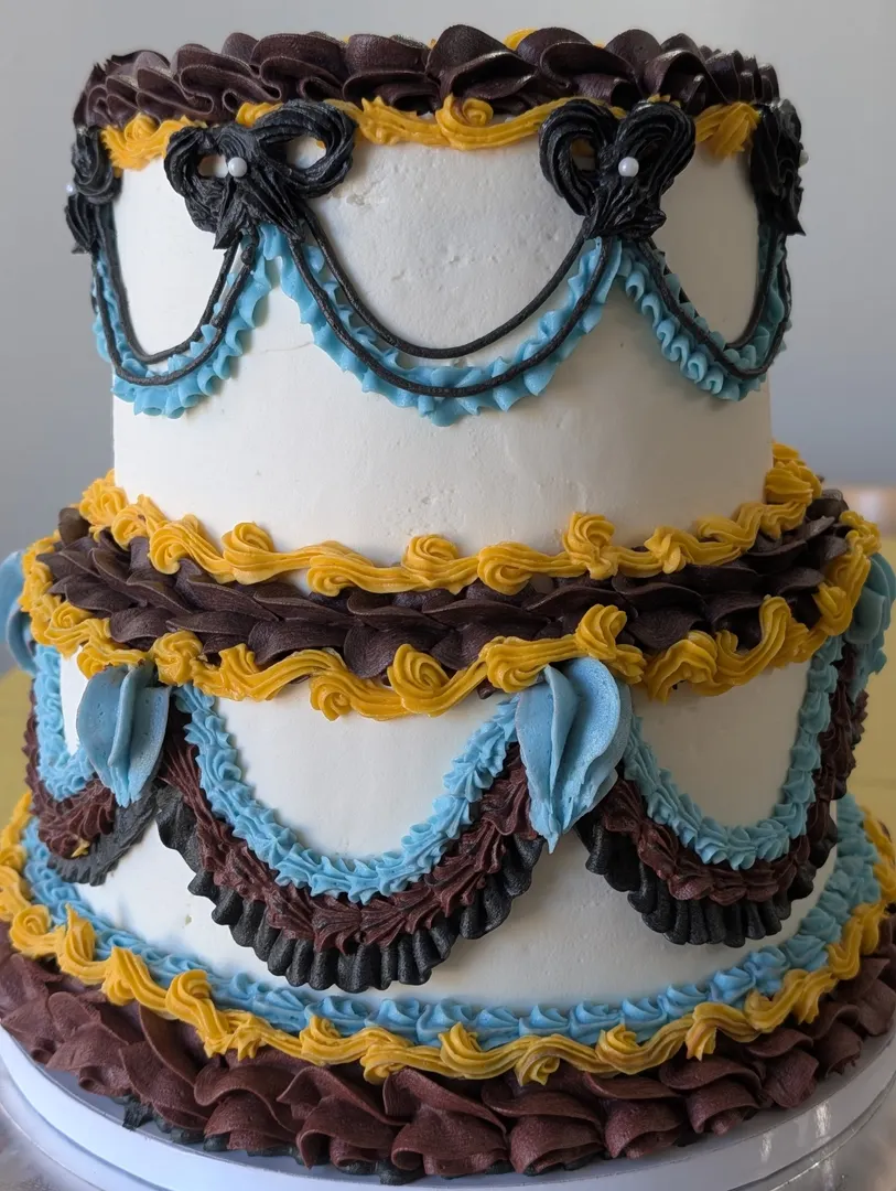 two-tier vintage birthday cake