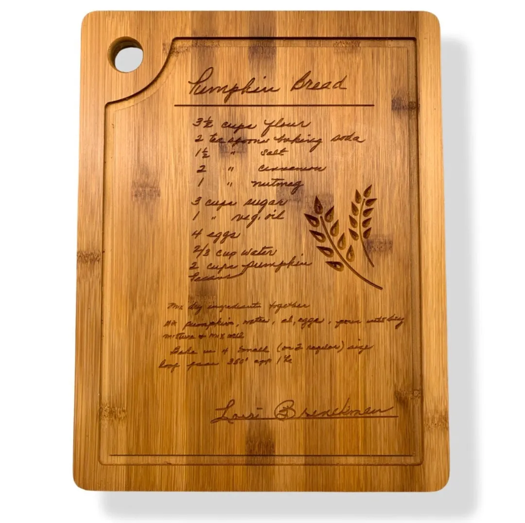 Handwritten Recipe Bamboo Cutting Board BURKS CREATIONS
