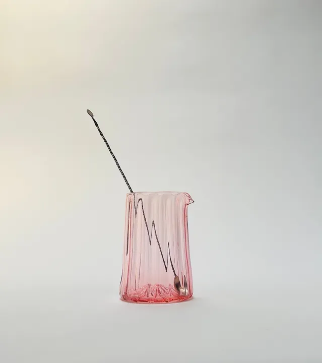 Cocktail Mixing Glass, Hand Blown, Rose Gold, Free shipping