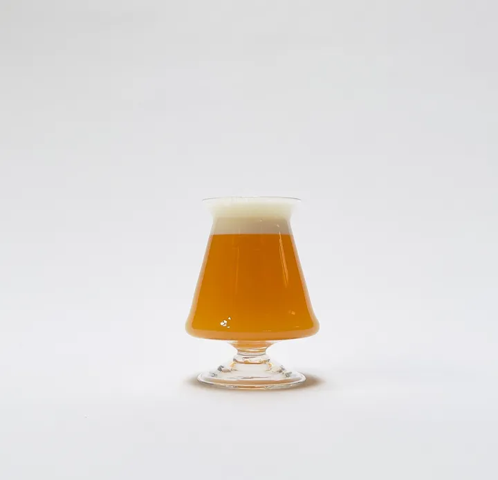 Hand Blown Teku Craft Beer Glass With Blown Foot, Clear, 12oz.