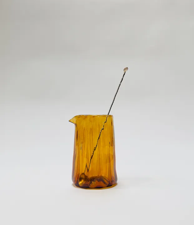 Cocktail Mixing Glass, Hand Blown, Amber, Free shipping