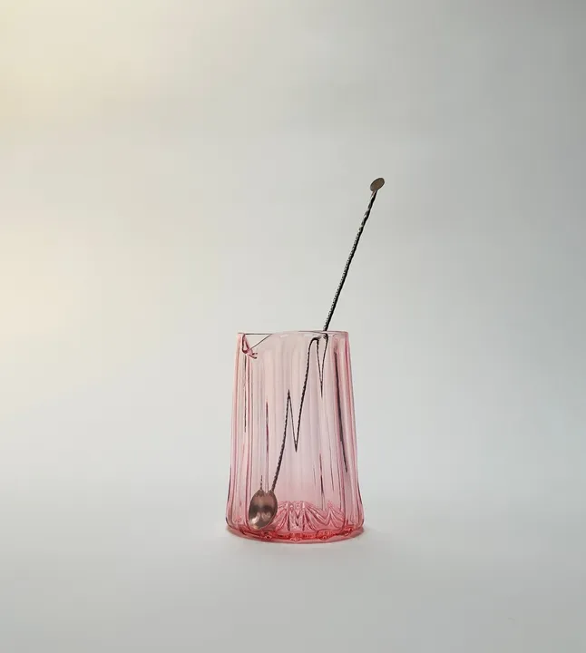 Cocktail Mixing Glass, Hand Blown, Rose Gold, Free shipping