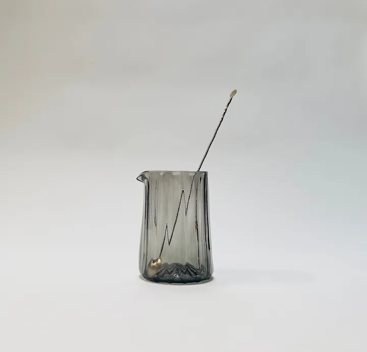 Cocktail Mixing Glass, Hand Blown, Grey, Free shipping