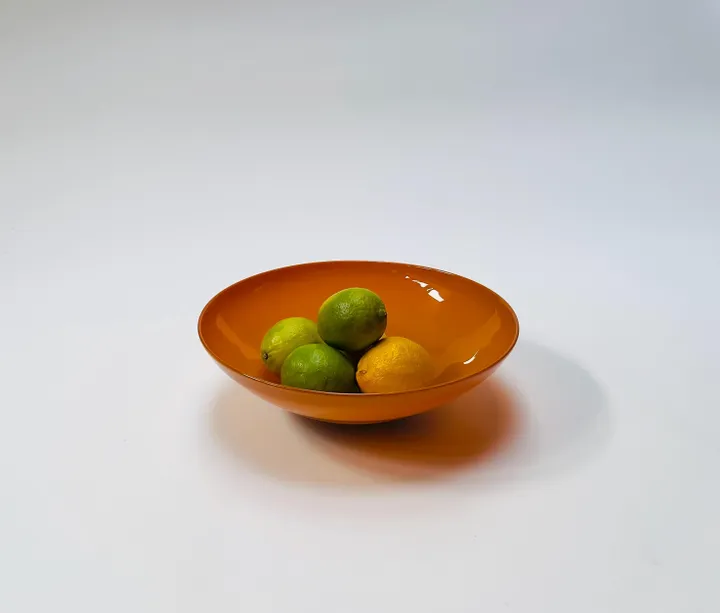 Hand Blown Footed Glass Bowl, Pumpkin Spice, 10 7/8&quot;