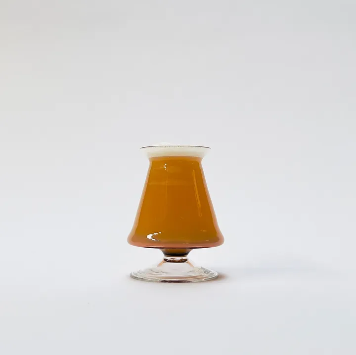 Hand Blown Teku Craft Beer Glass With Blown Foot, Rose Gold, 10oz.