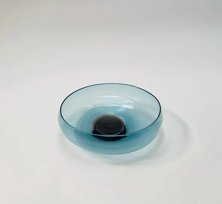 Hand Blown Footed Glass Bowl, Copper Blue and Grey, 11 3/4&quot;