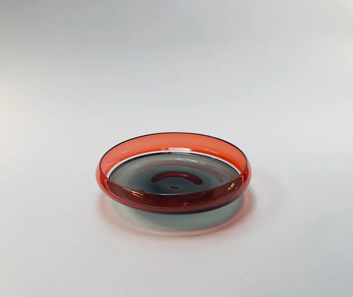 Hand Blown Incalmo Glass Bowl, Apricot and Grey, 12&quot; diameter