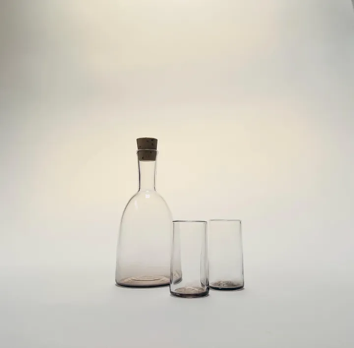 Hand-Blown Tequila/Whiskey Sipper Decanter, Clear with Grey