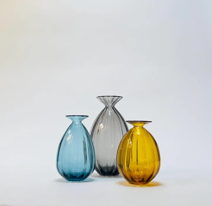 Corrugated Optic Vases, Hand Blown Glass, Free Shipping