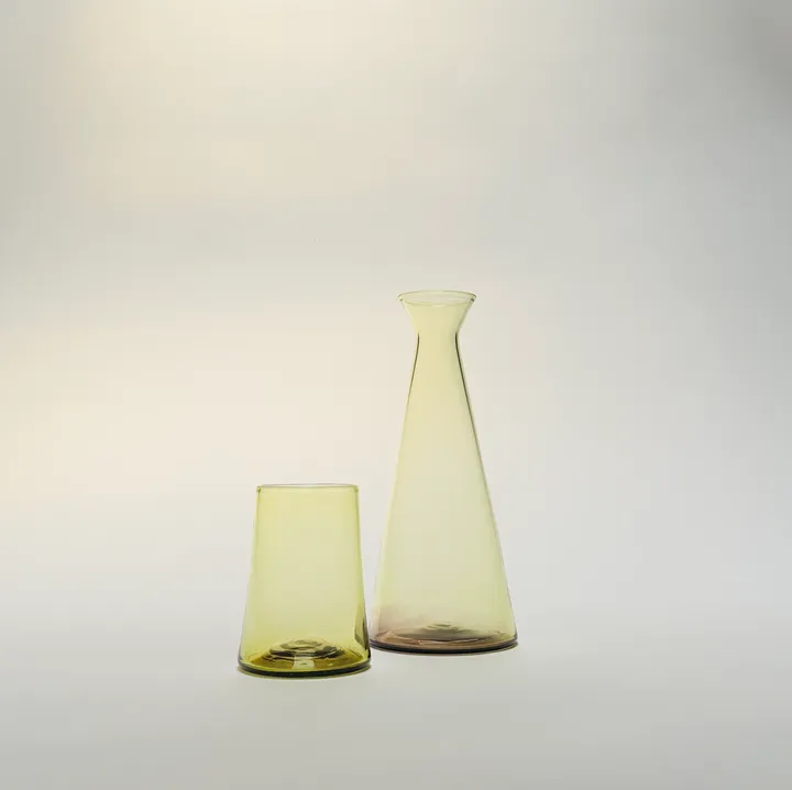 Handblown Bedside Carafe, Olive Green