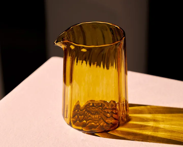 Cocktail Mixing Glass, Hand Blown, Amber, Free shipping