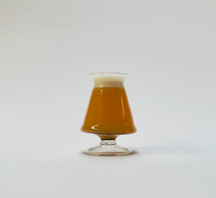 Hand Blown Teku Craft Beer Glass With Blown Foot, Gold, 12oz.