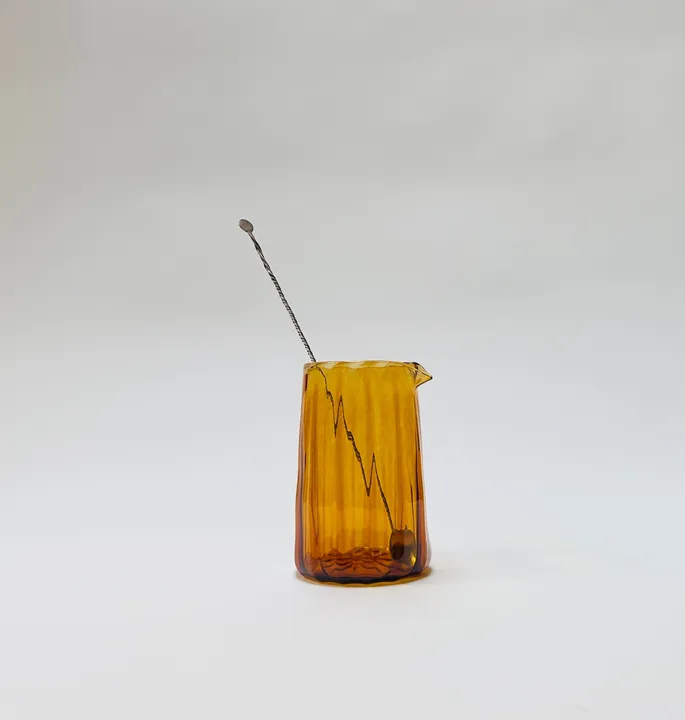 Cocktail Mixing Glass, Hand Blown, Amber, Free shipping