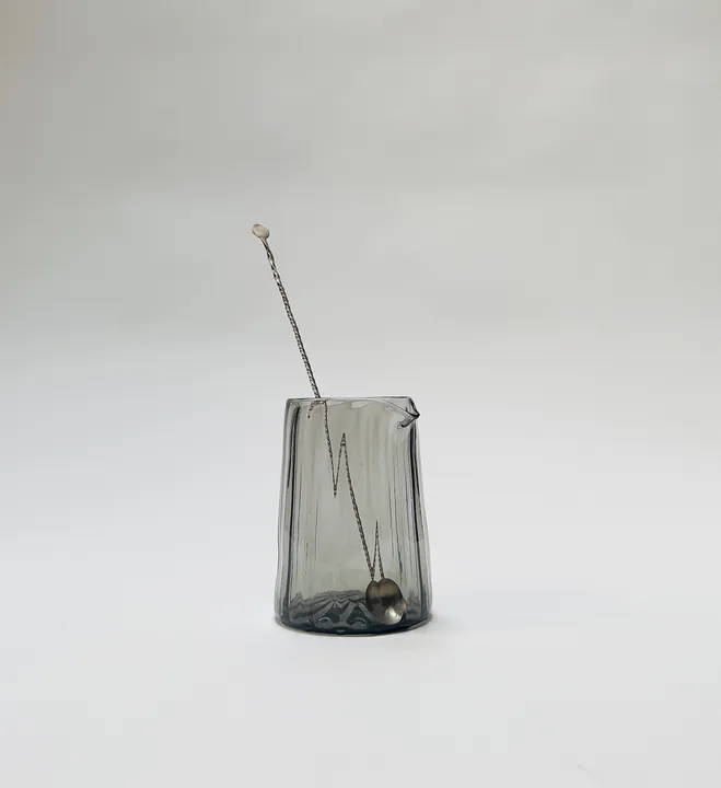 Cocktail Mixing Glass, Hand Blown, Grey, Free shipping