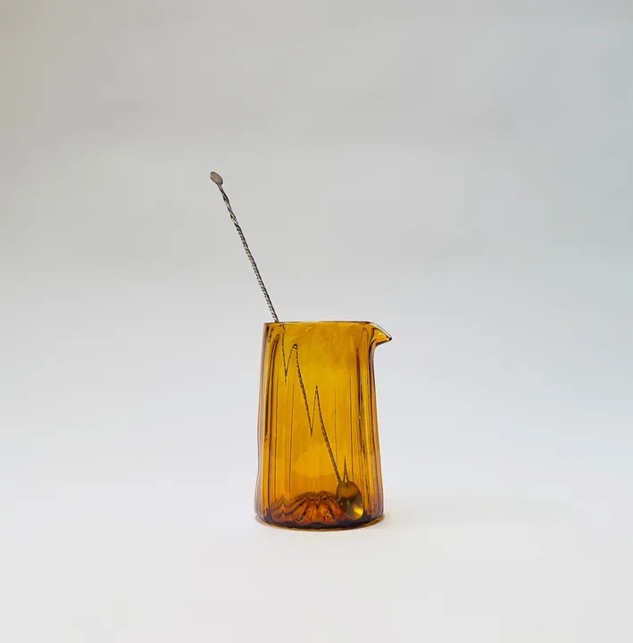 Cocktail Mixing Glass, Hand Blown, Amber, Free shipping