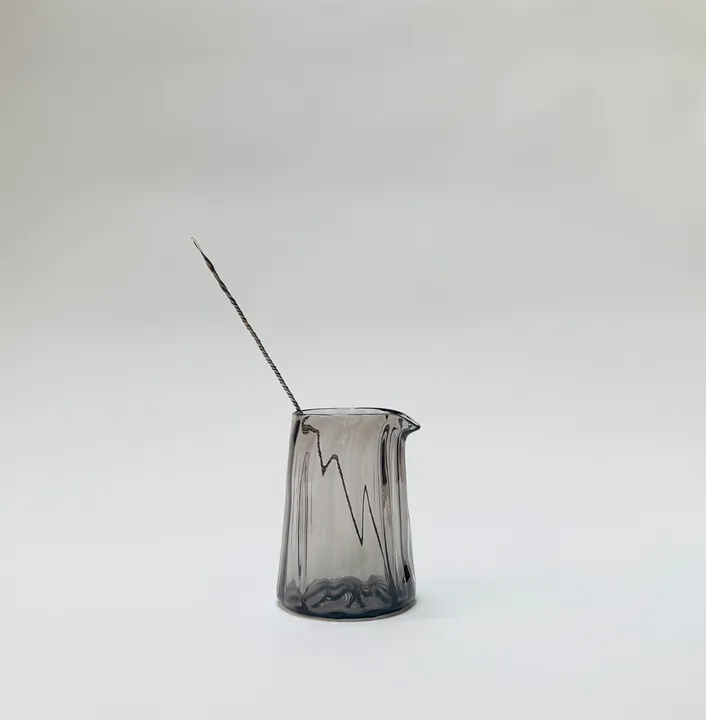 Cocktail Mixing Glass, Extra Thick, Hand Blown, Grey, Free shipping