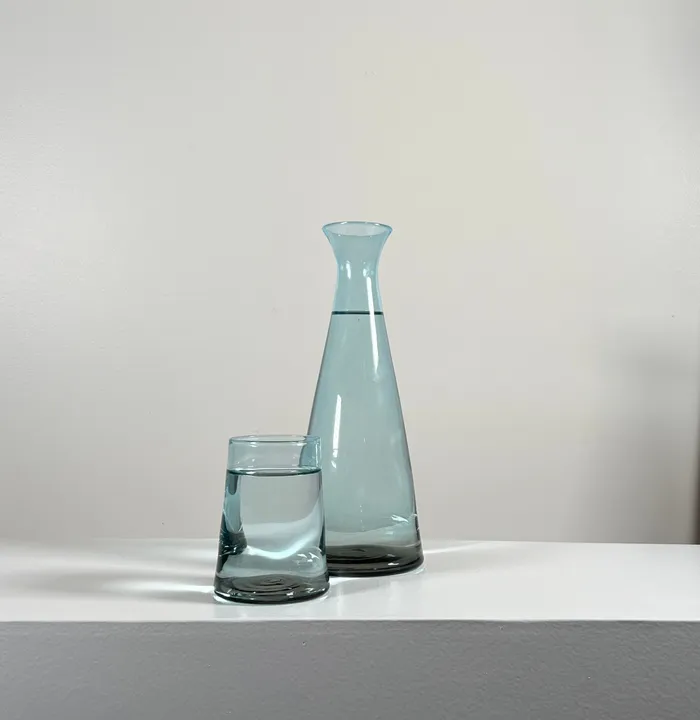 Handblown Bedside Carafe, Copper Blue