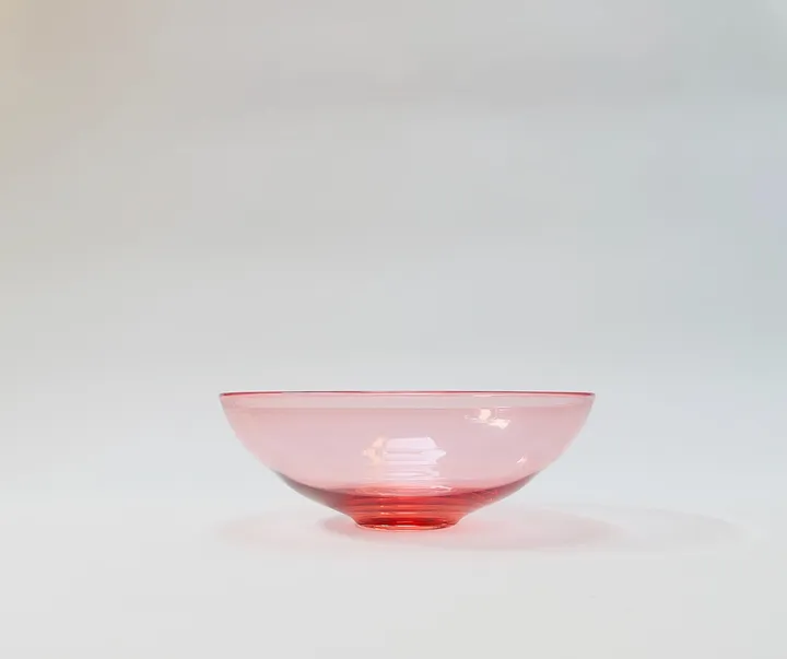 Hand Blown Footed Glass Bowl, Rose Gold, 9 5/8&quot;