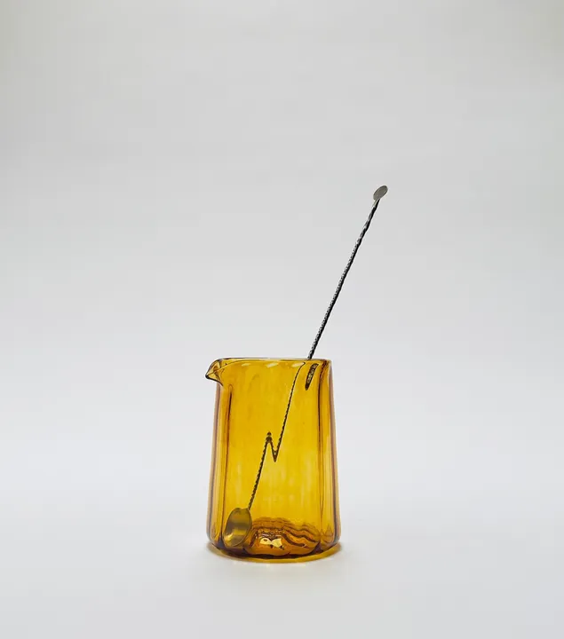 Cocktail Mixing Glass, Hand Blown, Amber, Free shipping