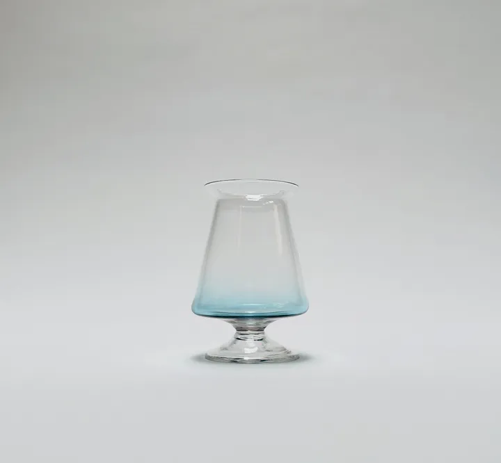 Hand Blown Teku Craft Beer Glass With Blown Foot, Blue, 12oz.