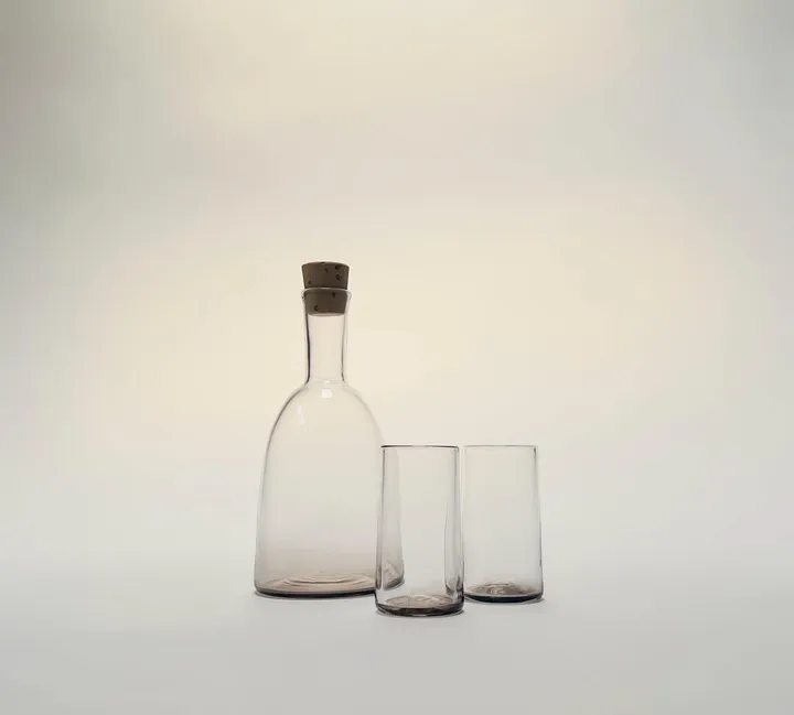 Hand-Blown Tequila/Whiskey Sipper Decanter, Clear with Grey