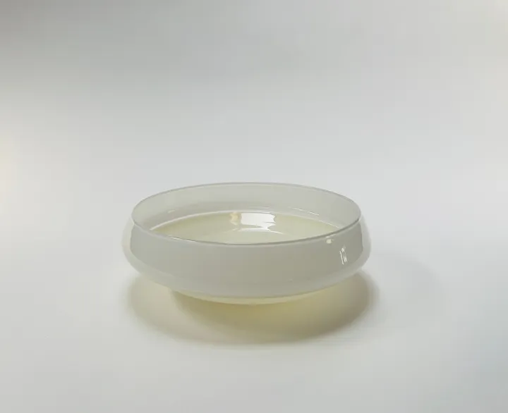 Hand Blown Incalmo Glass Bowl, Opal White and cream, 10 3/4&quot; diameter