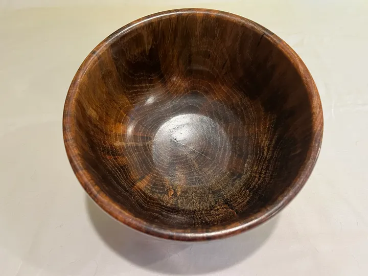 Spalted Chocolate Heart Pecan Bowl w/ Turquoise Inlay