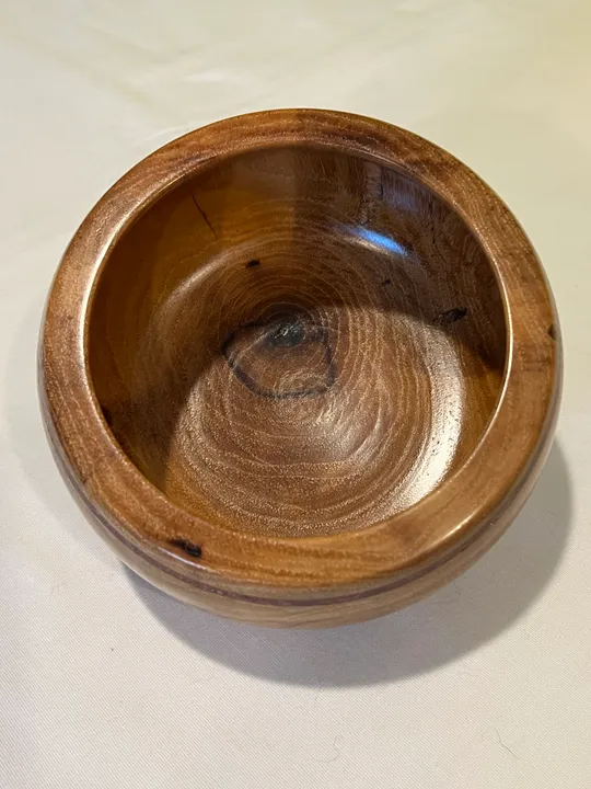 Spalted Chocolate Heart Pecan Bowl w/ Red Gold Sand Inlay