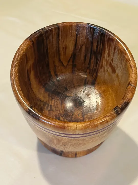 Spalted Chocolate Heart Pecan Bowl w/ Sugalite Inlay