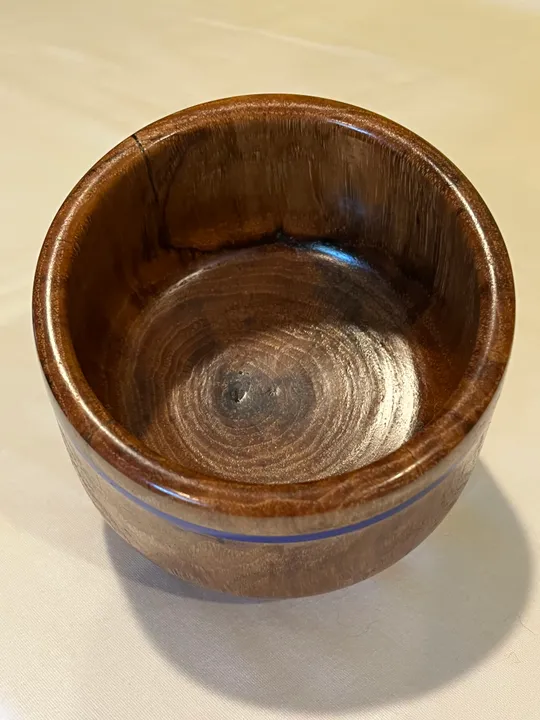 Spalted Chocolate Heart Pecan Bowl w/ Blue Lapis Inlay