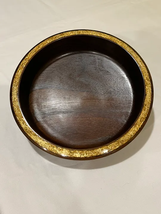 Walnut Bowl / Dish w/ Gold Leaf Inlay