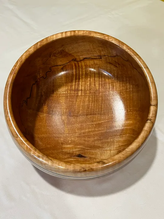 Spalted Tiger Maple Bowl w/ Azurite Inlay