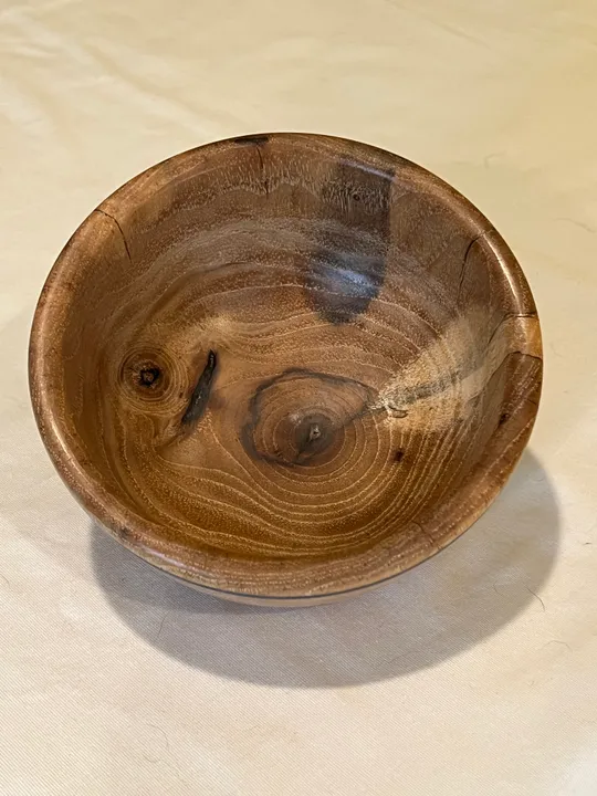 Spalted Chocolate Heart Pecan Bowl / Dish w/ Azurite Inlay