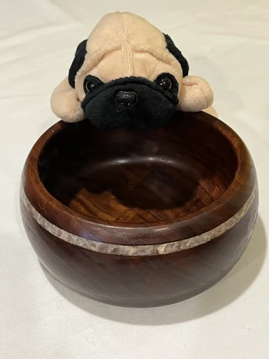 Walnut Bowl w/ Rose Quartz Inlay