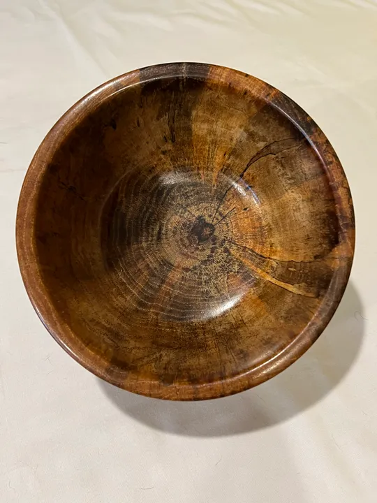 Spalted Chocolate Heart Pecan Bowl w/ Grooved Edge