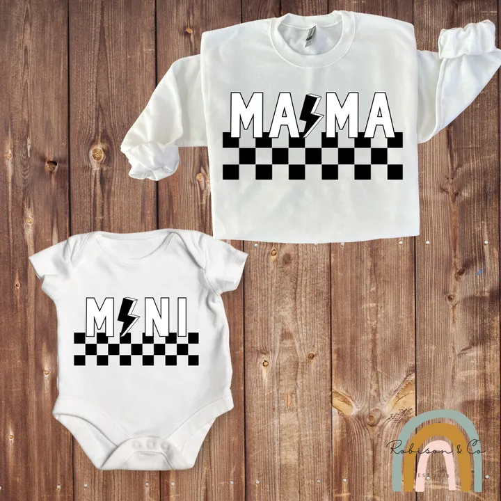 Mama & Mini Black & White Checkered