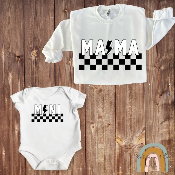 Mama & Mini Black & White Checkered