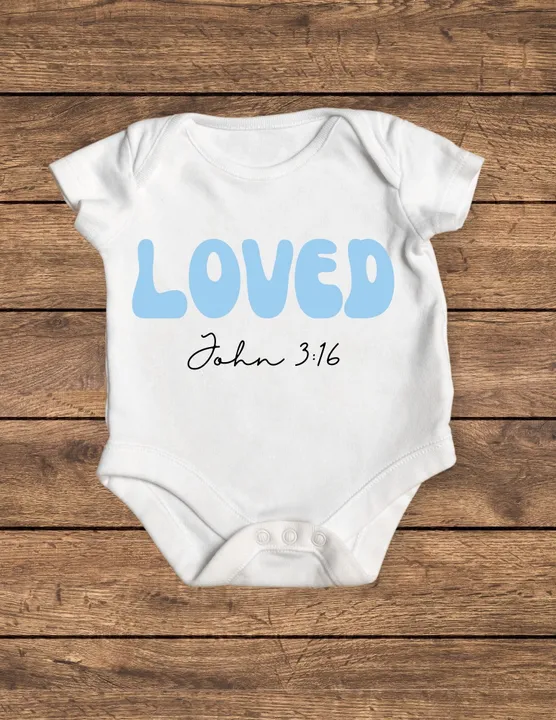 Loved Blue Letters Onesie