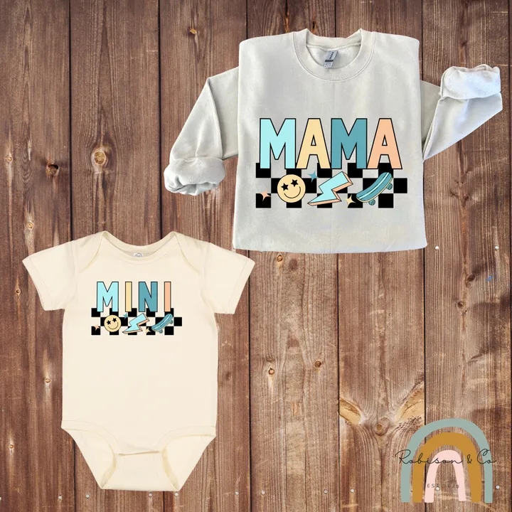 Mama & Mini Blue & Yellow Checkered