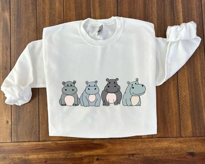 Four Hippo White Sweatshirt