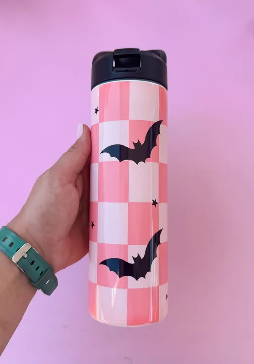 Pink Checkered Bats 20oz Water Bottle