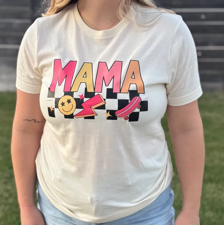 Cream Mama Pink Checkered Short Sleeve