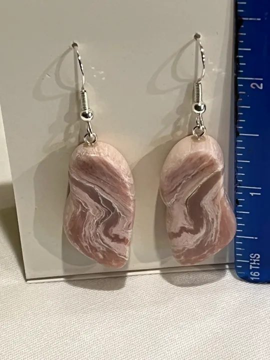 Pink Lace Alabaster Earrings