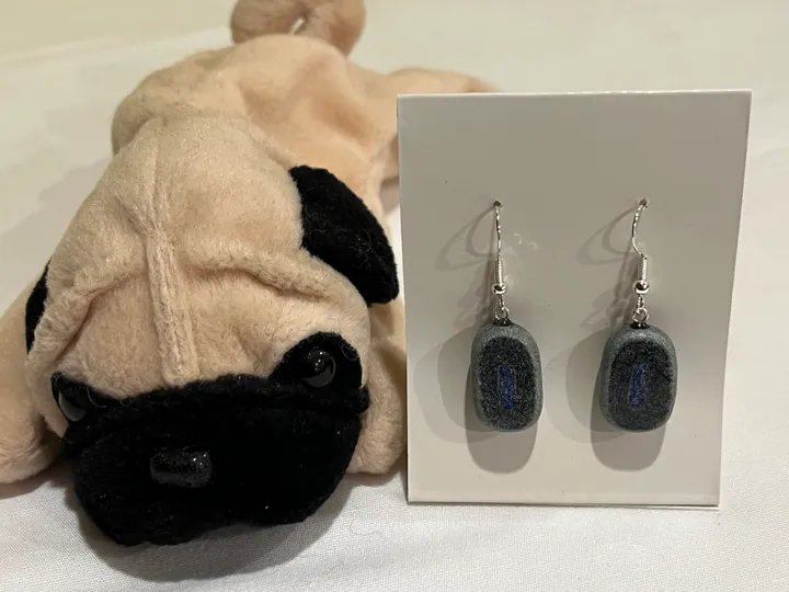 Steatite Earrings w/ Azurite Inlay