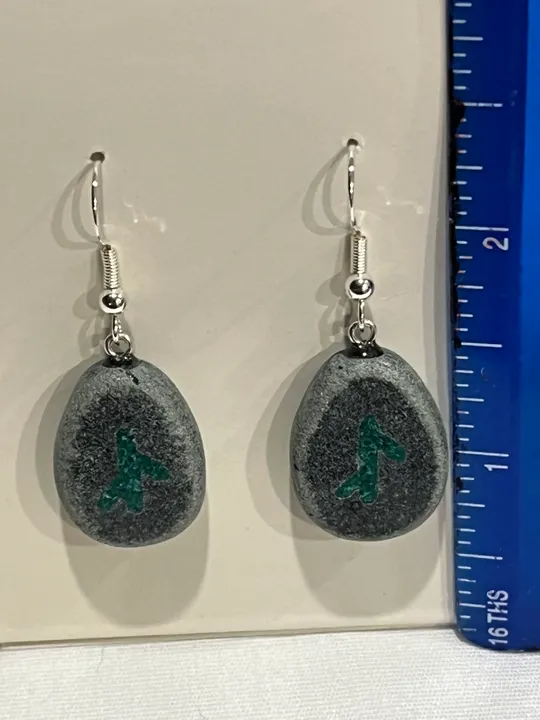 Steatite Earrings w/ Malachite Inlay