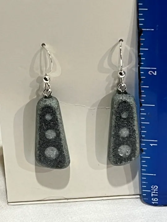 Steatite Earrings w/ Mother of Pearl Inlay