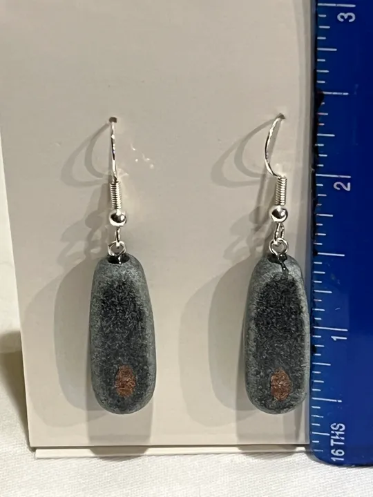 Steatite Earrings w/ Red Gold Sand Inlay